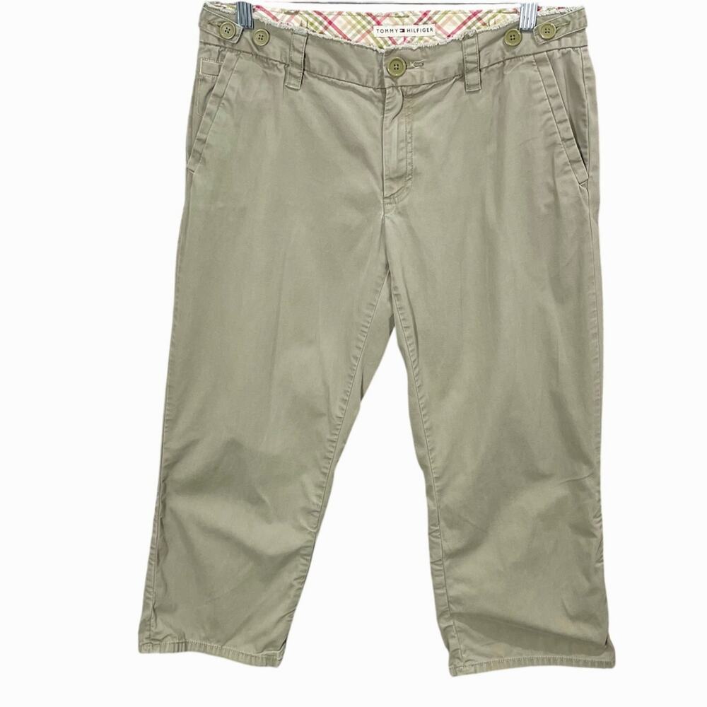 Vintage Y2K Tommy Hilfiger Green Capris Khaki Cargo Straight Leg Women's Size 6